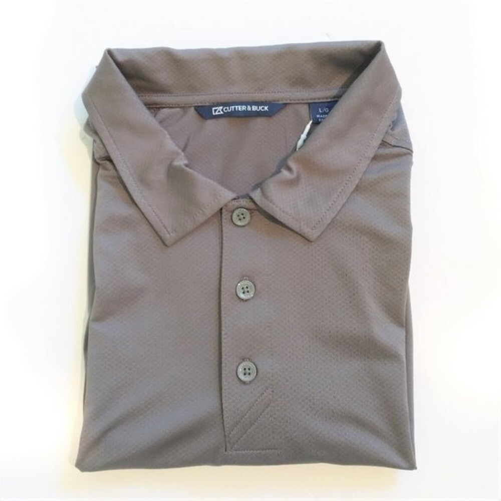 NWT Cutter & Buck Men L Polo Shirt Gray DryTec 50+ Short Sleeve Golf Knit Casual